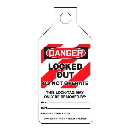 Accuform Accuform Stopout Tab Tags, Danger Locked Out Do Not Operate, Plastic KDD166